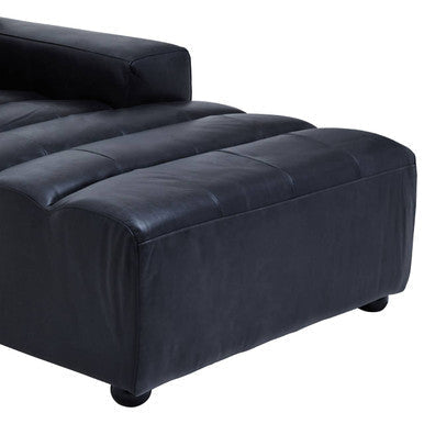 King Antique Black Right Arm Leather Modular Chaise Sofa