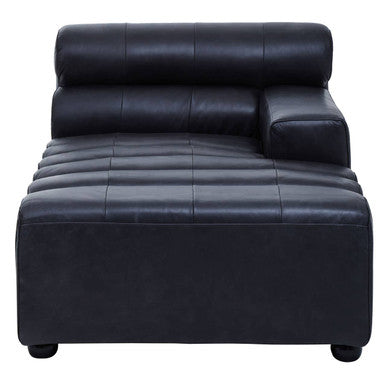 King Antique Black Right Arm Leather Modular Chaise Sofa