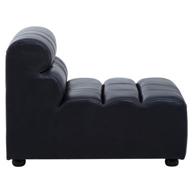 King Armless Antique Black Leather Modular Sofa Chair