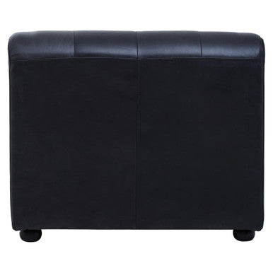 King Armless Antique Black Leather Modular Sofa Chair