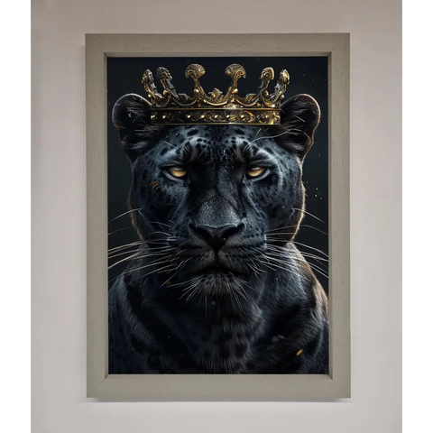 King Panther Framed Wall Art - A3 (29.7 x 42 cm) / Grey - Framed Print
