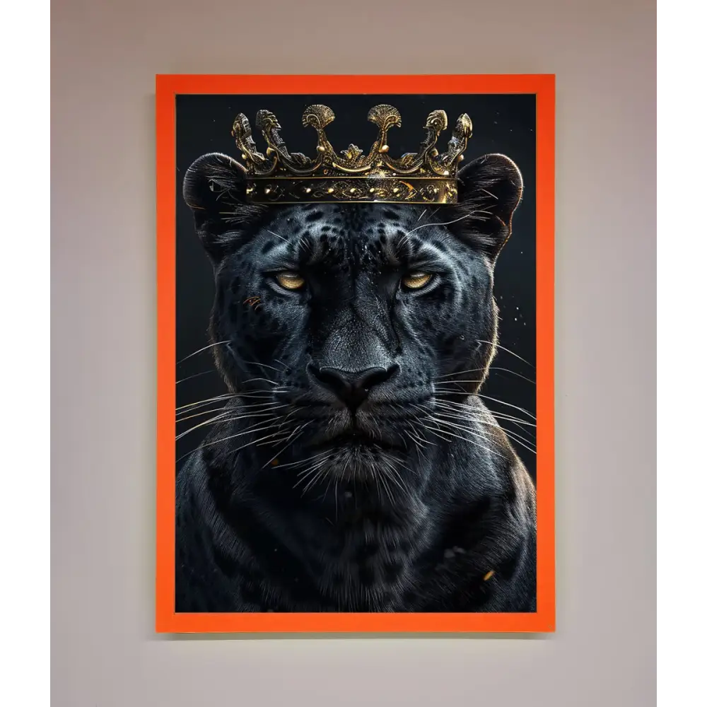 King Panther Framed Wall Art - A3 (29.7 x 42 cm) / Neon Orange - Framed Print