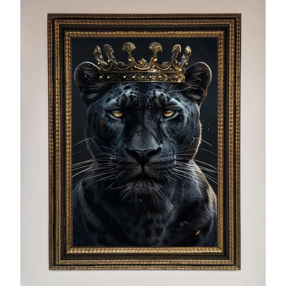 King Panther Framed Wall Art - A3 (29.7 x 42 cm) / Ornate Gold Black - Framed Print