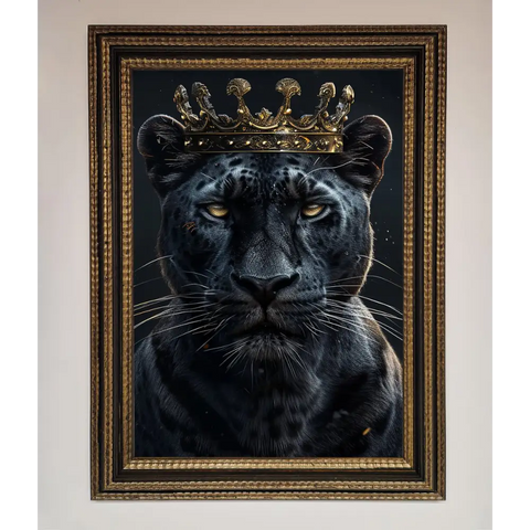 King Panther Framed Wall Art - A3 (29.7 x 42 cm) / Ornate Gold Black - Framed Print