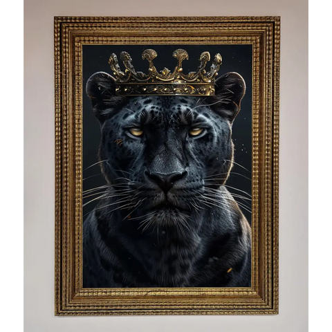 King Panther Framed Wall Art - A3 (29.7 x 42 cm) / Ornate Gold - Framed Print