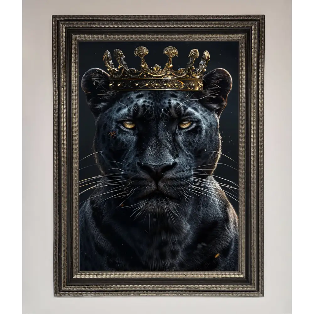 King Panther Framed Wall Art - A3 (29.7 x 42 cm) / Ornate Silver Black - Framed Print