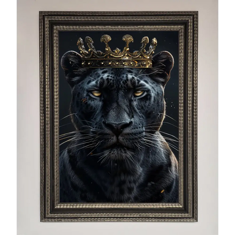 King Panther Framed Wall Art - A3 (29.7 x 42 cm) / Ornate Silver Black - Framed Print