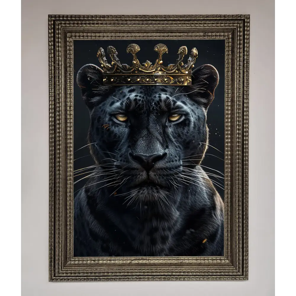 King Panther Framed Wall Art - A3 (29.7 x 42 cm) / Ornate Silver - Framed Print