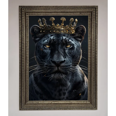 King Panther Framed Wall Art - A3 (29.7 x 42 cm) / Ornate Silver - Framed Print
