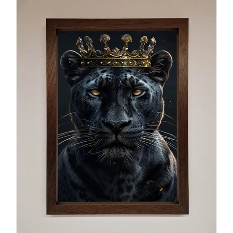 King Panther Framed Wall Art - A3 (29.7 x 42 cm) / Walnut - Framed Print