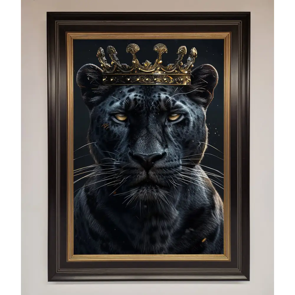 King Panther Framed Wall Art - B0 (100 x 141 cm) / Black Gold - Framed Print