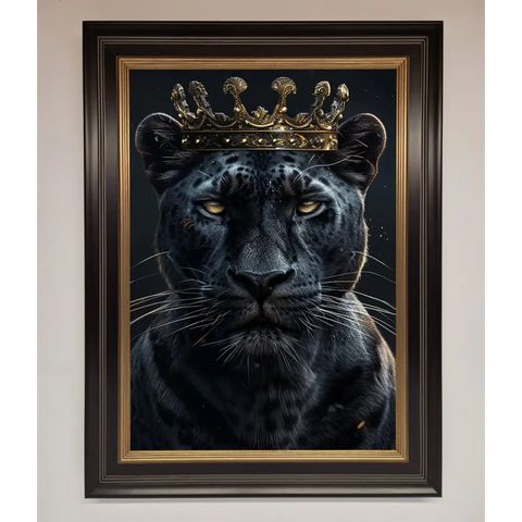 King Panther Framed Wall Art - B0 (100 x 141 cm) / Black Gold - Framed Print