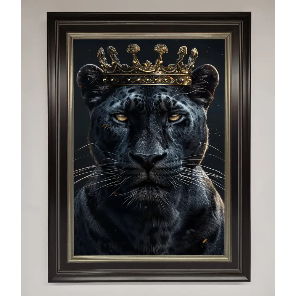 King Panther Framed Wall Art - B0 (100 x 141 cm) / Black Silver - Framed Print