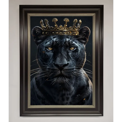 King Panther Framed Wall Art - B0 (100 x 141 cm) / Black Silver - Framed Print