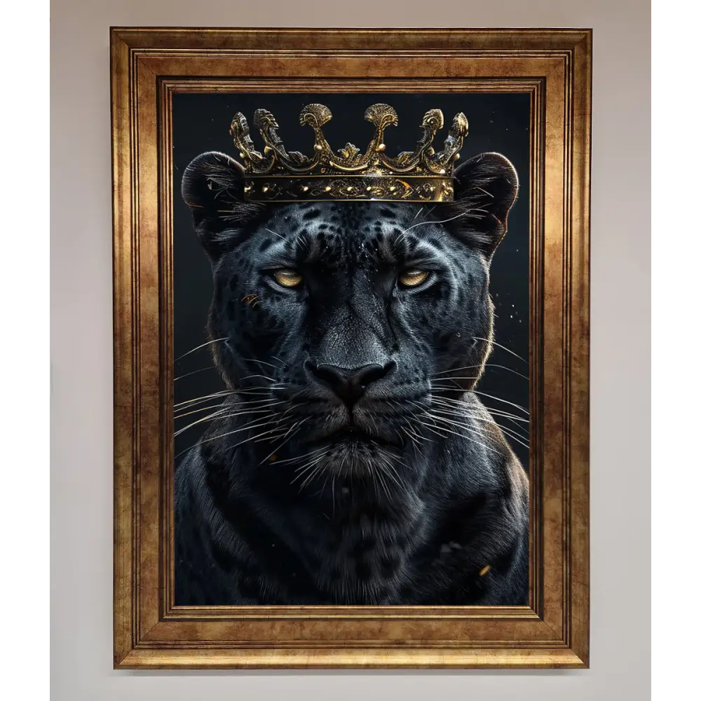 King Panther Framed Wall Art - B0 (100 x 141 cm) / Bronze - Framed Print
