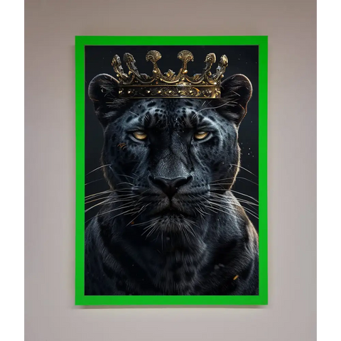 King Panther Framed Wall Art - B0 (100 x 141 cm) / Neon Dark Green - Framed Print