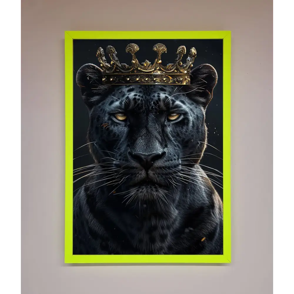King Panther Framed Wall Art - B0 (100 x 141 cm) / Neon Green - Framed Print