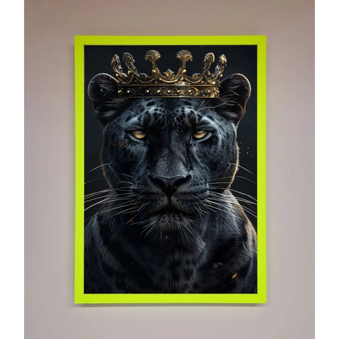 King Panther Framed Wall Art - B0 (100 x 141 cm) / Neon Green - Framed Print