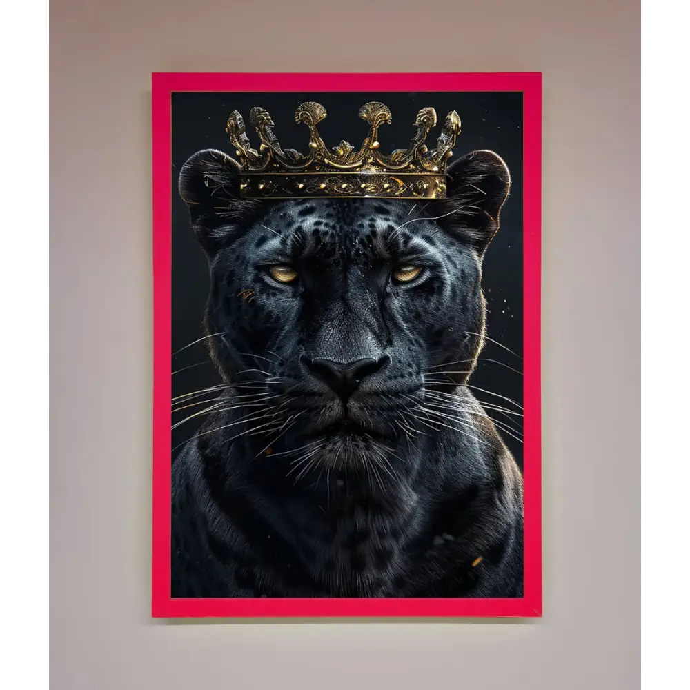 King Panther Framed Wall Art - B0 (100 x 141 cm) / Neon Pink - Framed Print