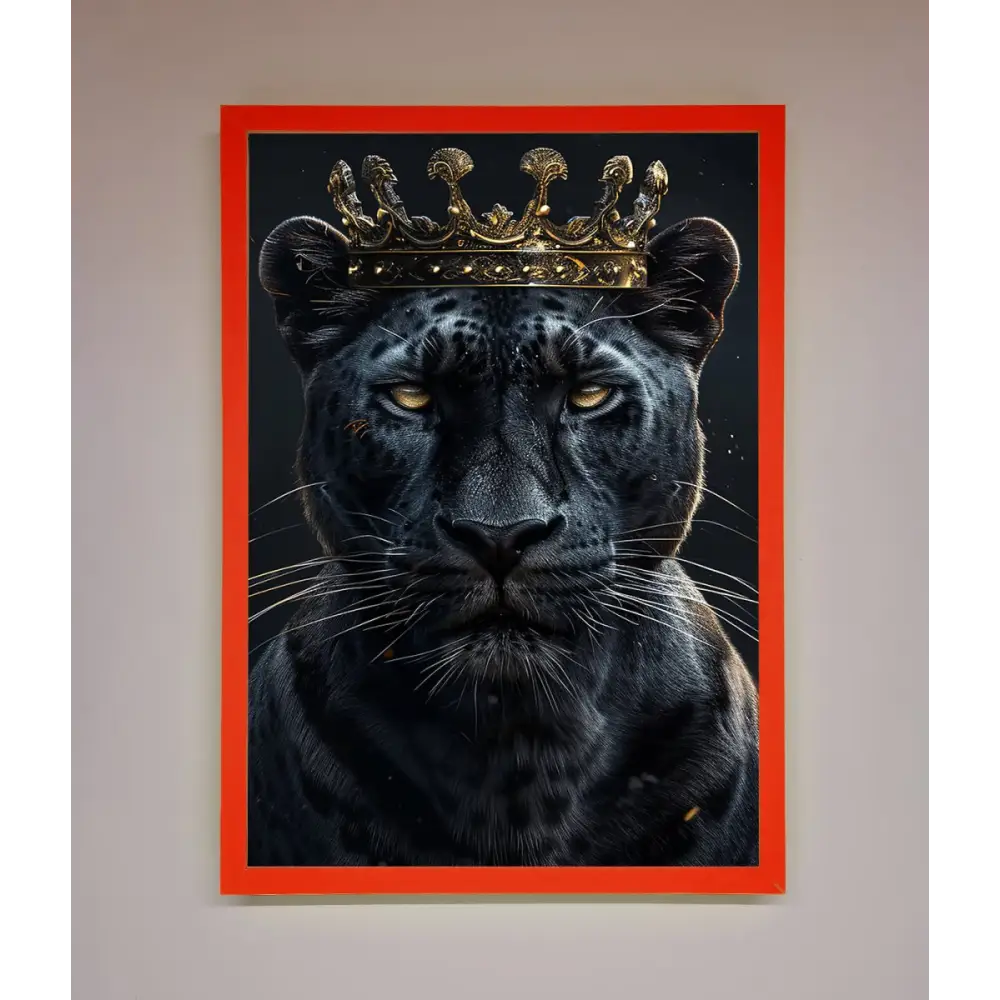 King Panther Framed Wall Art - B0 (100 x 141 cm) / Neon Red - Framed Print