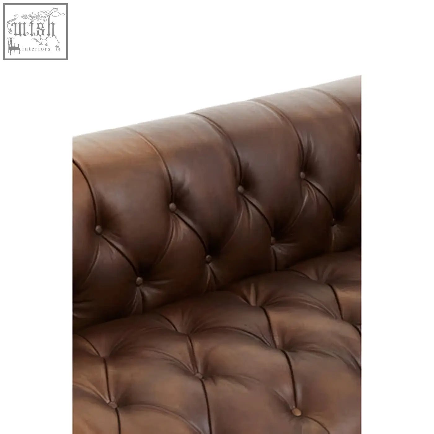 King three seater chesterfield sofa in dark brown features genuine leather with button tufted detailing
