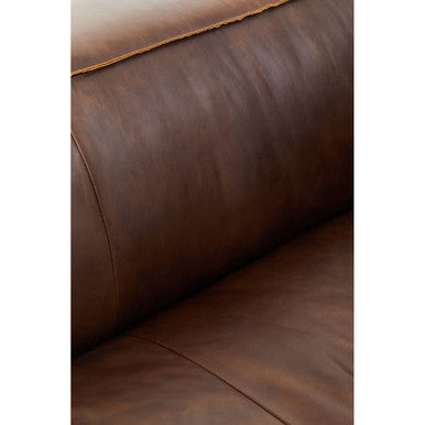 King Two Seater Antique Brown Leather Sofa