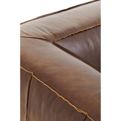 King Two Seater Antique Brown Leather Sofa