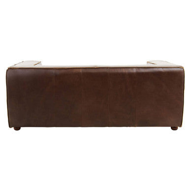 King Two Seater Antique Brown Leather Sofa