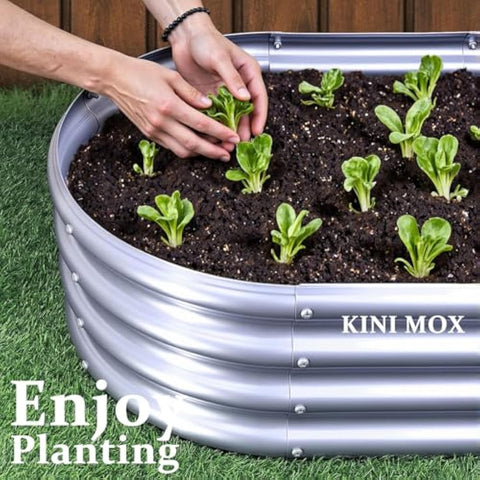 Silver kini mox raised garden bed made of galvanized metal for outdoor planting of vegetables flowers and herbs