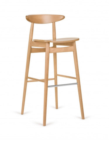 Light wood finish kinna bar stool with minimalist design and slender legs perfect as a stylish bar stool