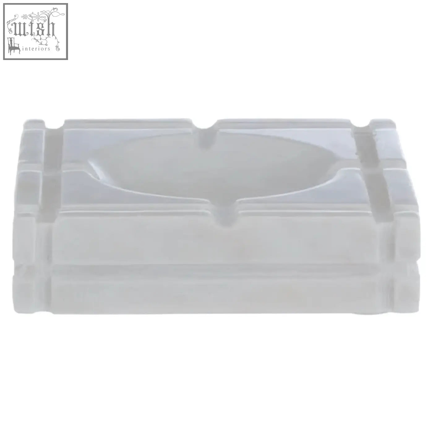 White ceramic rectangular ashtray with raised grid ridges for the kira white marble ashtray collection
