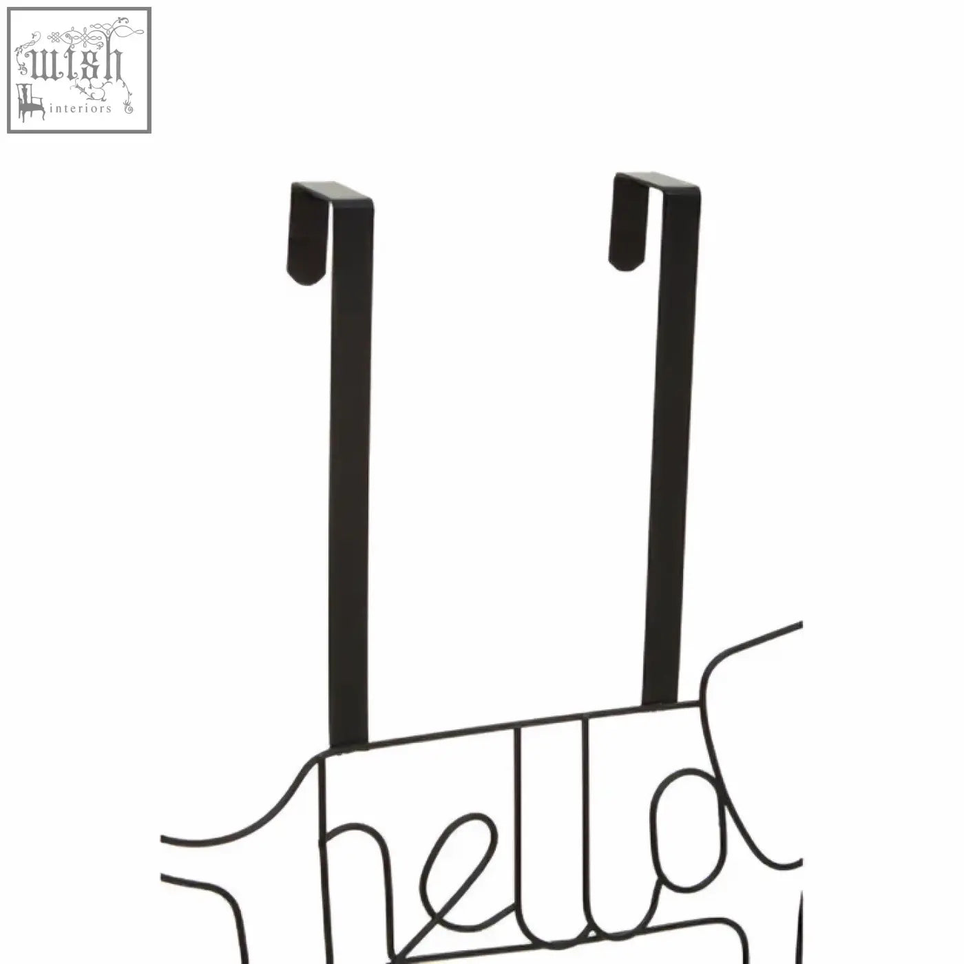Black metal kirby black sausage dog hanger with hello wire wrapped design for doors or walls