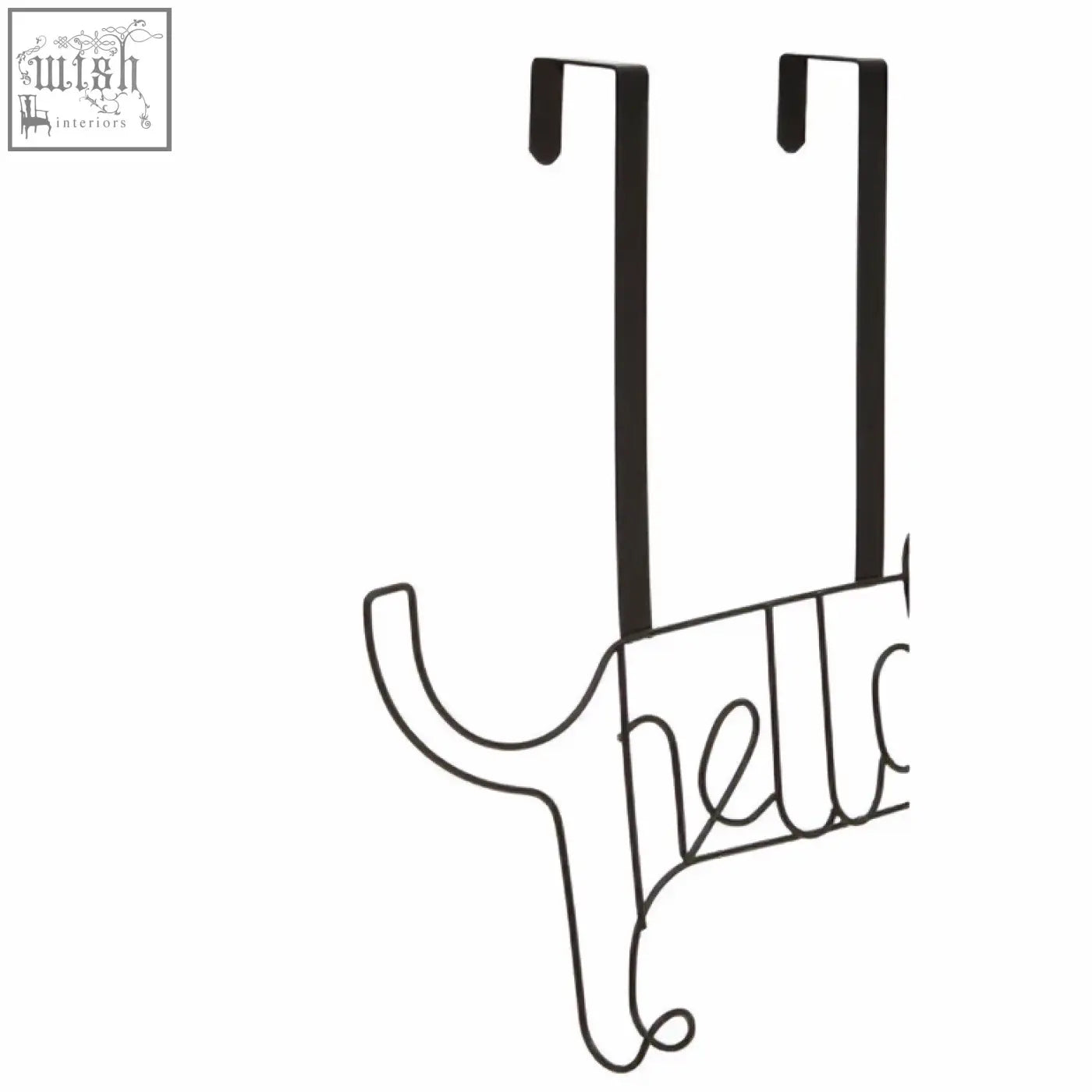 Kirby black sausage dog wire door hanger in black with hello in cursive script for a stylish dog hanger
