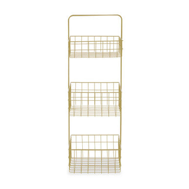 Kirby three tier storage caddy with gold finish wire shelving perfect for organizing essentials at home or office