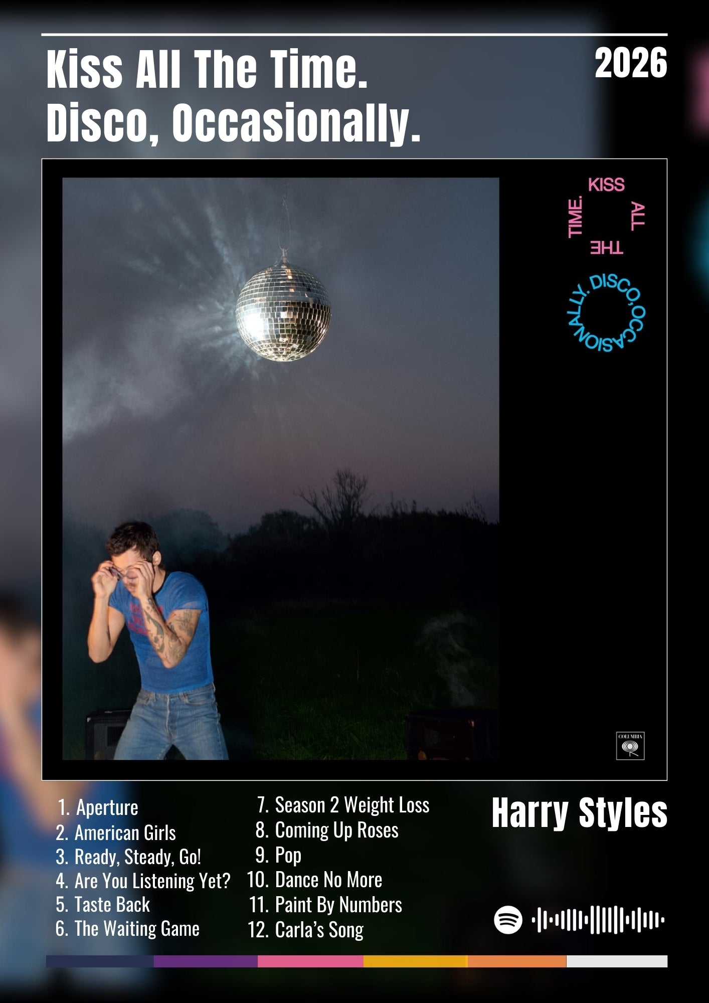 Kiss All The Time. Disco Occasionally - Harry Styles Inspired Album Poster