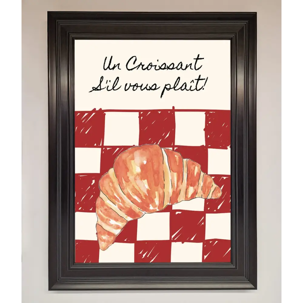 Kitchen Croissant Red Check Framed Print - A1 (59.4 x 84.1 cm) / Matt Black - Framed Print