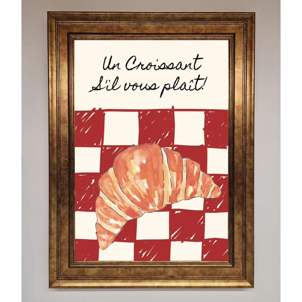 Kitchen Croissant Red Check Framed Print - B0 (100 x 141 cm) / Bronze - Framed Print