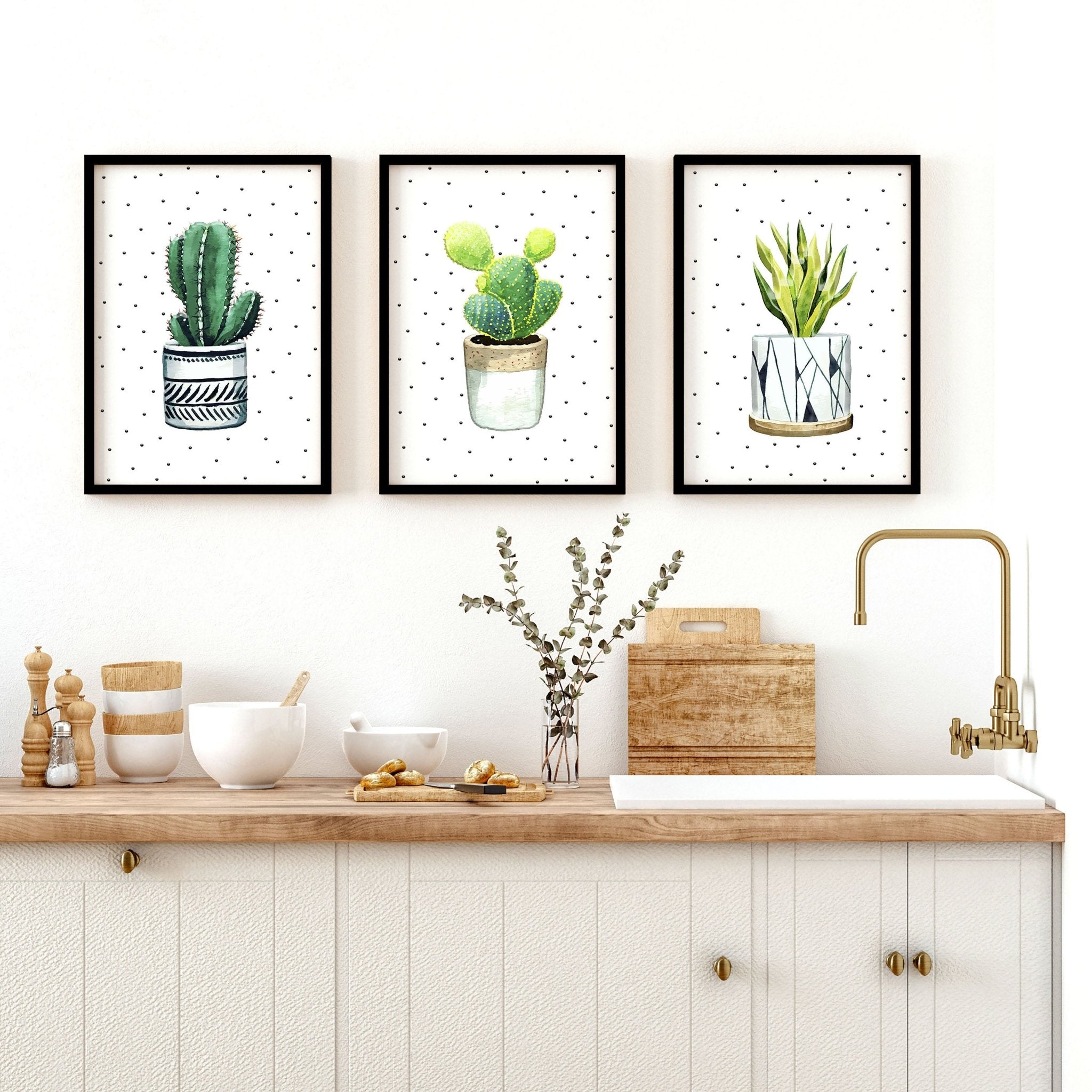 Wall pictures for Kitchen | set of 3 Succulents prints
