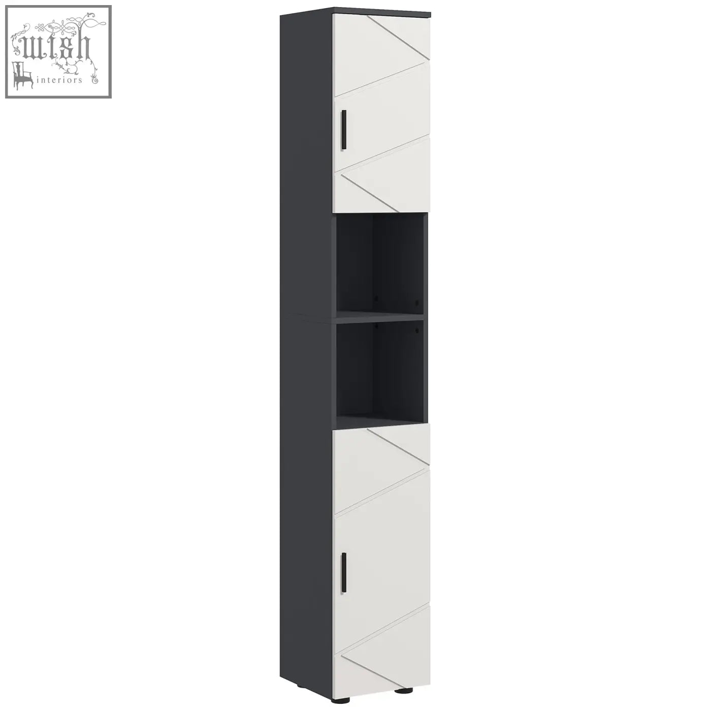 Modern kleankin 183cm tall black and white bathroom storage cabinet with 2 doors open shelves and soft close mechanism