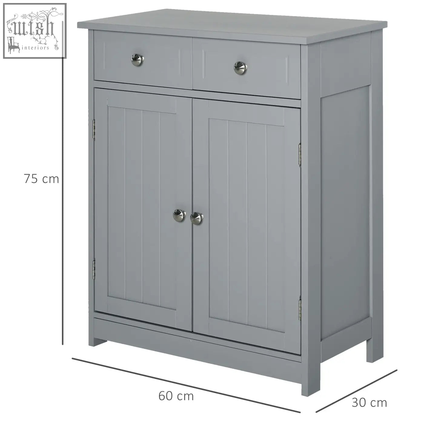 Gray kleankin 75x60cm freestanding bathroom cabinet with adjustable shelf two drawers and metal handles in traditional style