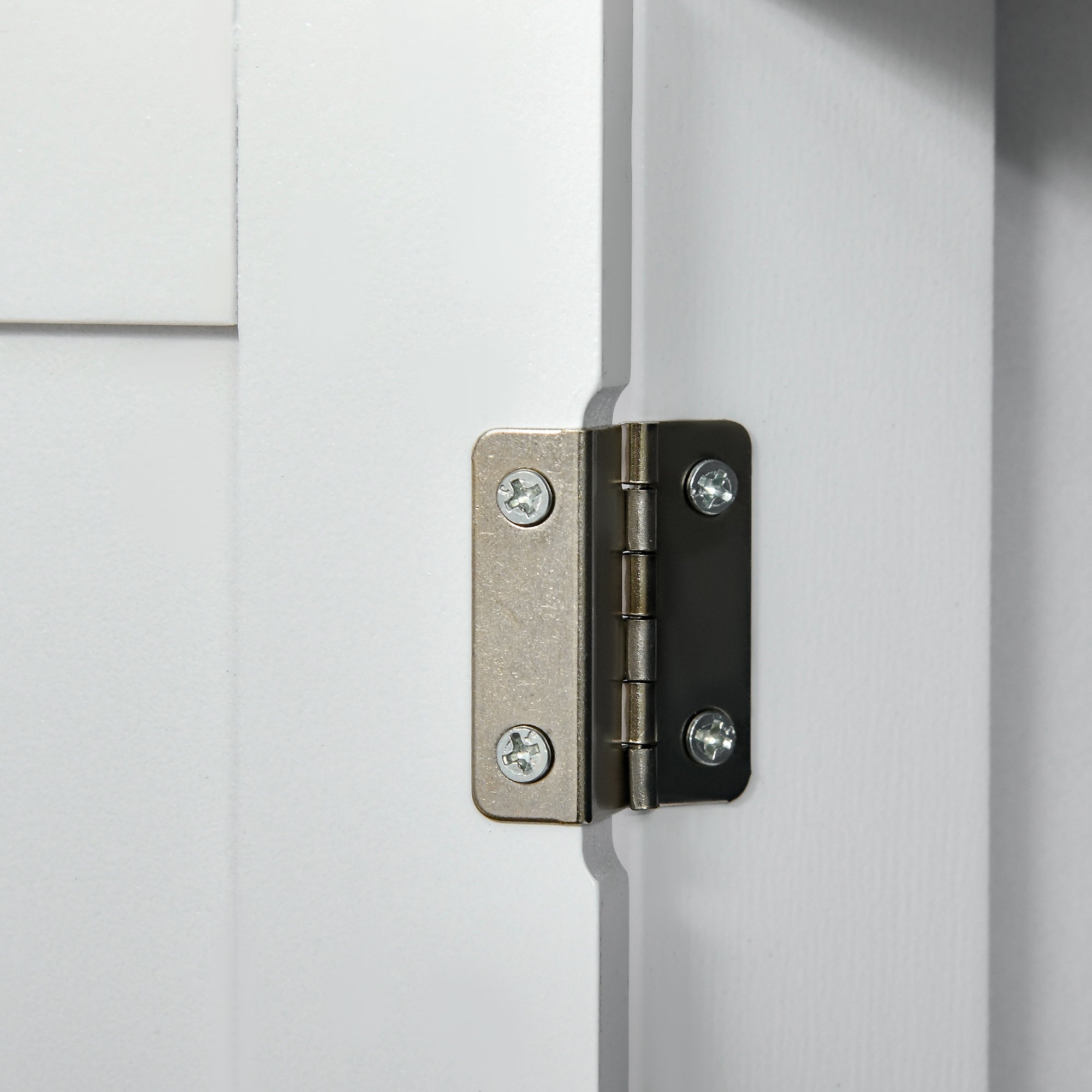 Kleankin white bathroom cabinet with two drawers and adjustable shelf features a sleek metal hinge with black pivot