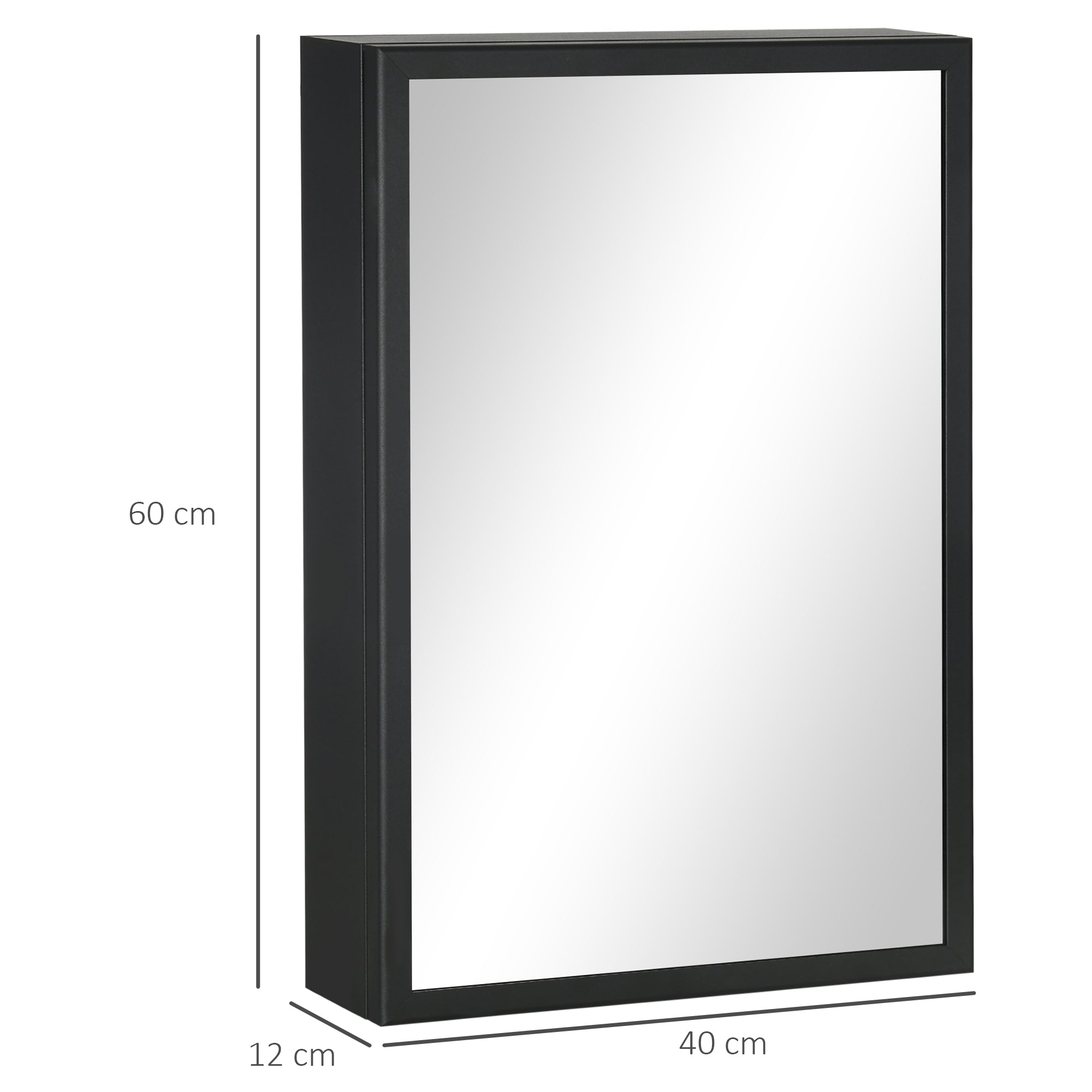 Black kleankin stainless steel mirror cabinet 40 x 12 x 60 cm wall mounted bathroom cabinet with storage shelves