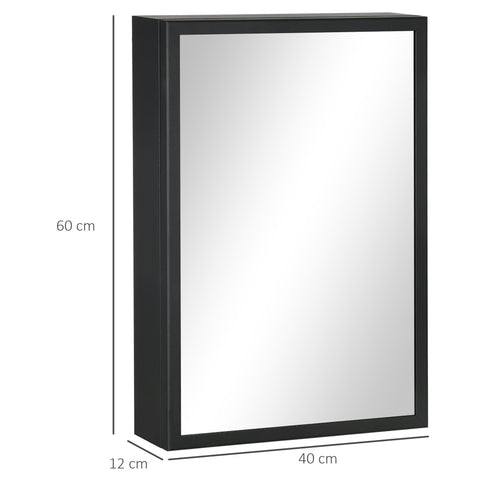 Black kleankin stainless steel mirror cabinet 40 x 12 x 60 cm wall mounted bathroom cabinet with storage shelves