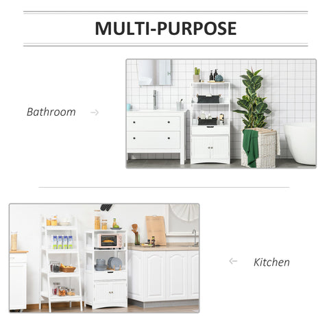 Kleankin bathroom floor white storage cabinet with adjustable shelves drawer and door for kitchen cupboard use