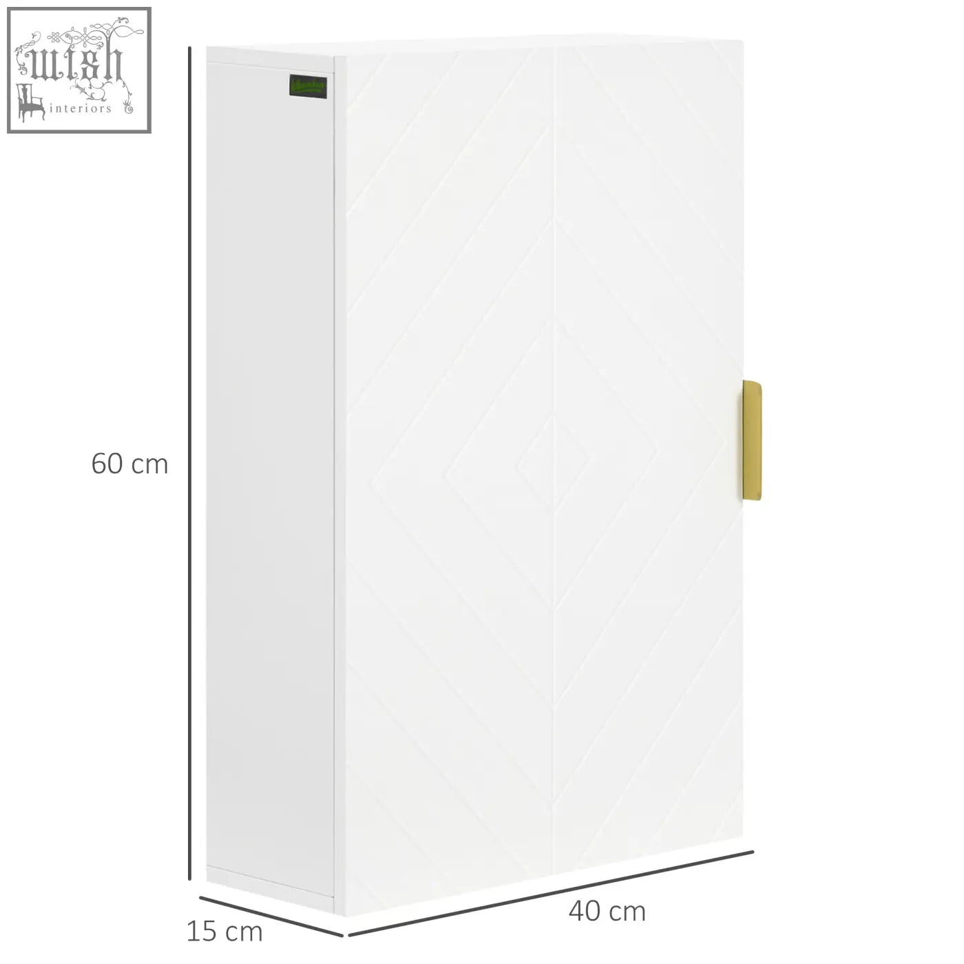 White sleek two-door kleankin bathroom wall cabinet with gold handles digital display and adjustable shelves wall-mounted design