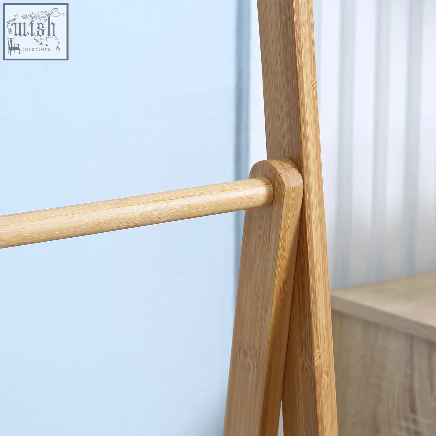 Kleankin freestanding natural bamboo towel rack with 3 rails and shelves in light tan finish for bathroom use
