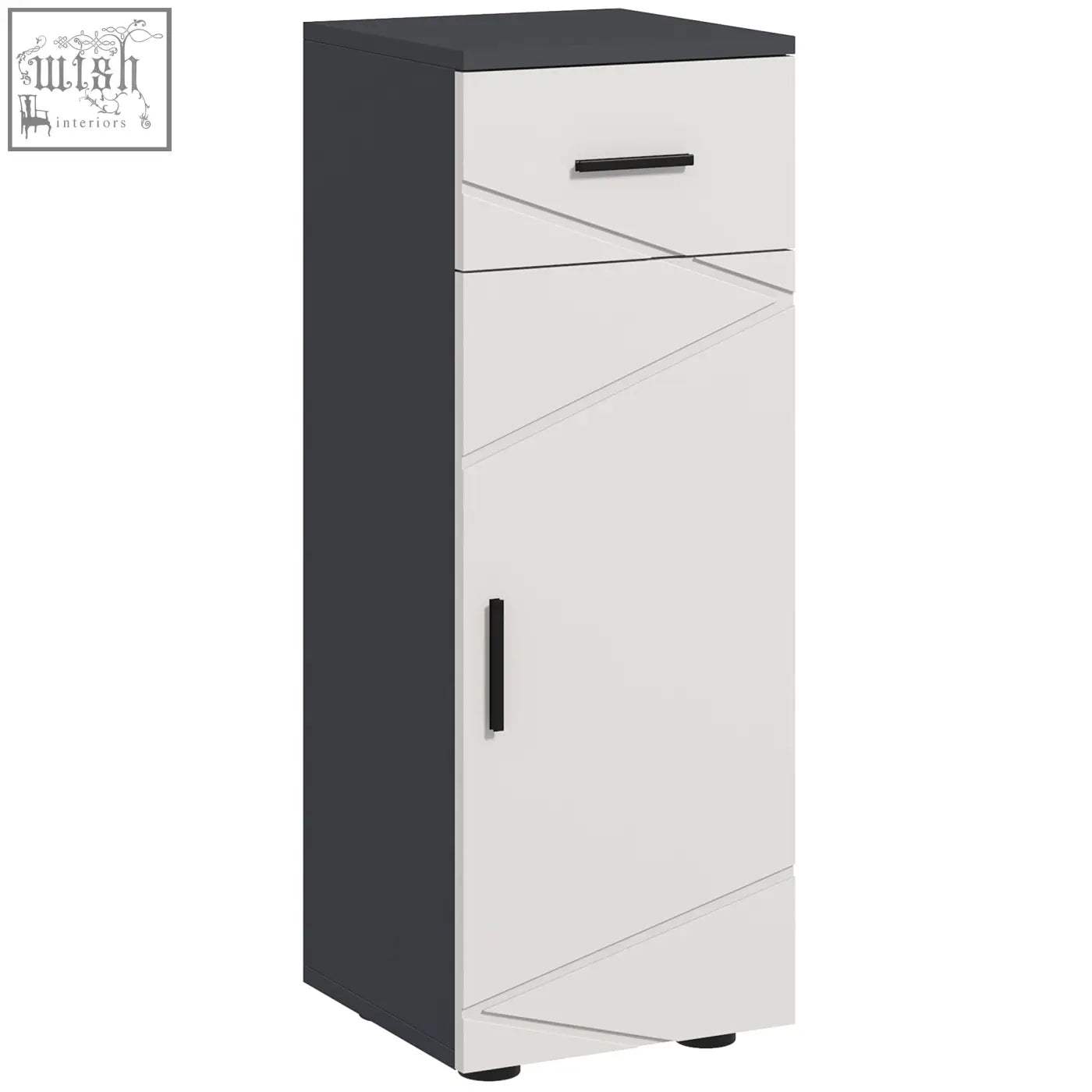 Modern kleankin slim bathroom cabinet in dark grey and light grey with adjustable shelf and soft close door design
