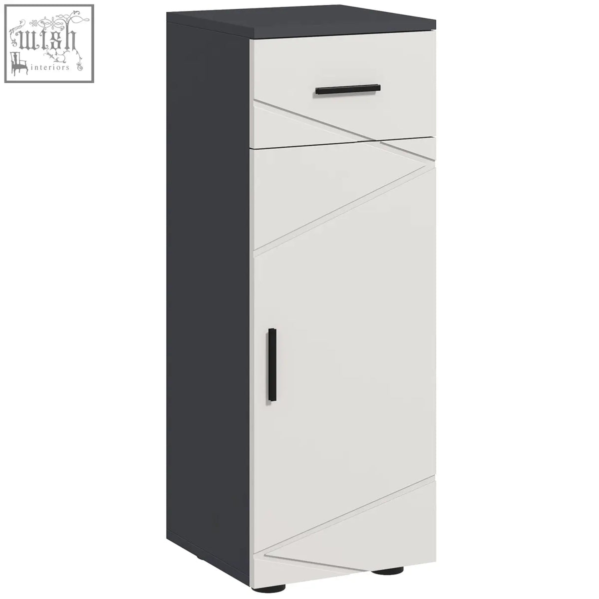 Modern kleankin slim bathroom cabinet in dark grey and light grey with adjustable shelf and soft close door design