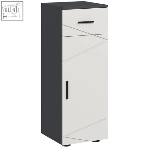 Modern kleankin slim bathroom cabinet in dark grey and light grey with adjustable shelf and soft close door design