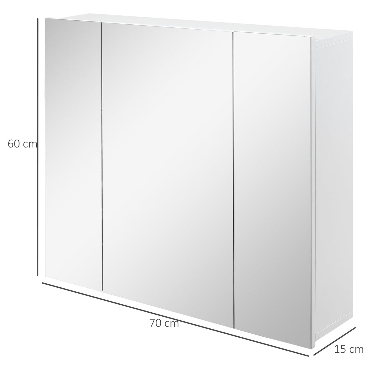 Kleankin white three-door mirror cabinet with sleek minimalist design perfect for middle level height and morning makeup